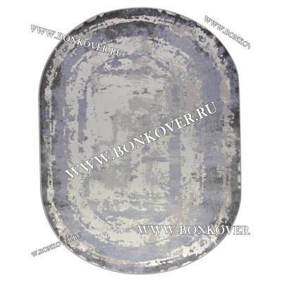 Ковер в гостиную дизайн 08 Серый с синим Овал