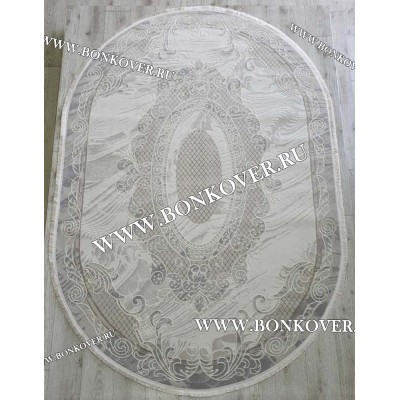 Ковер Турция Для Гостиной Дизайн 93 Серый с Бежевым Овал